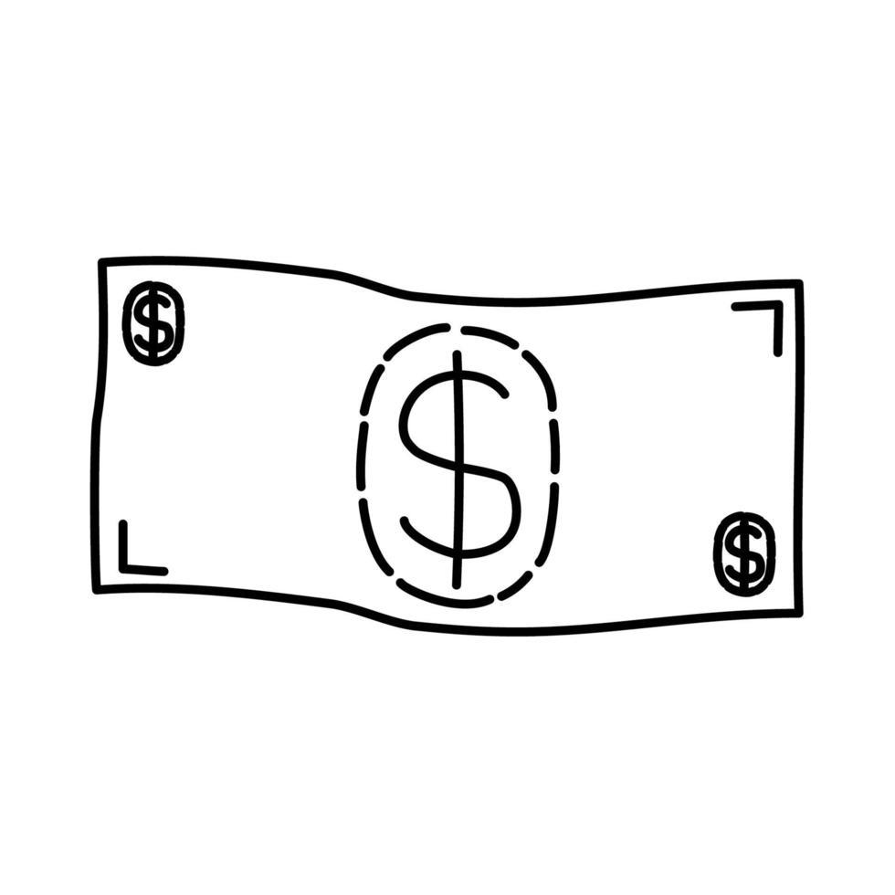 ícone de dinheiro. doodle desenhado à mão ou estilo de contorno vetor