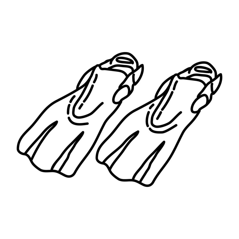 ícone de nadadeira nadadora. doodle desenhado à mão ou estilo de contorno vetor