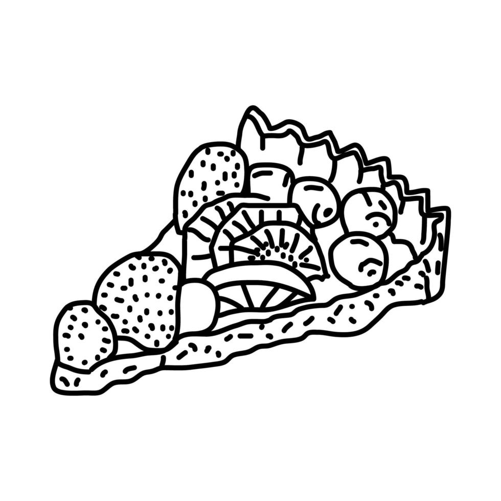 ícone de torta de fruta francesa. doodle desenhado à mão ou estilo de contorno vetor