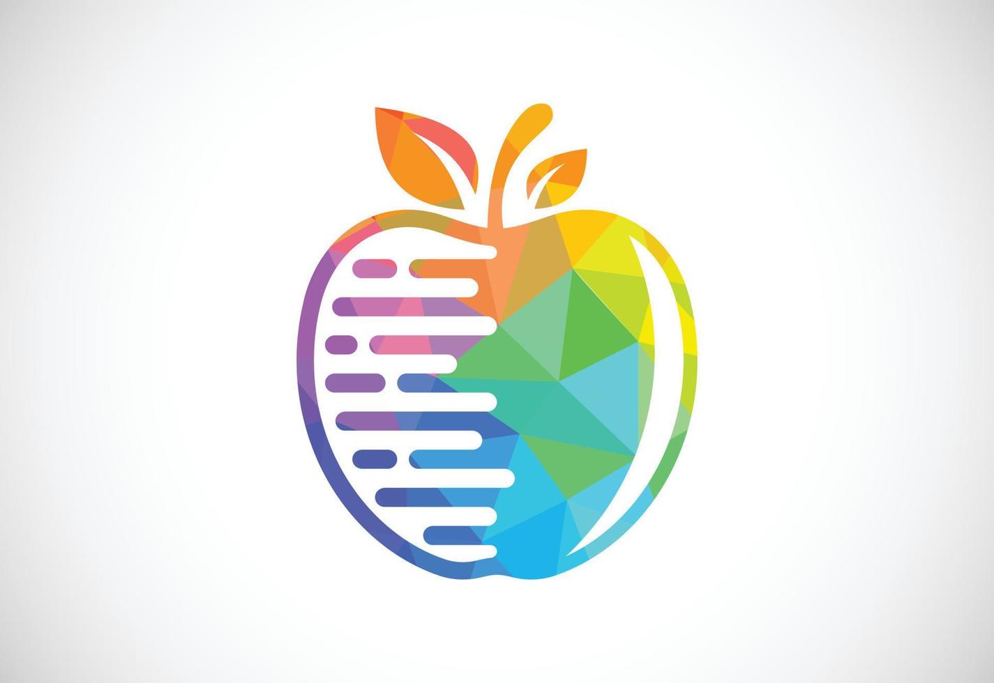 baixo poli estilo maçã tecnologia logotipo placa símbolo dentro plano estilo em branco fundo vetor