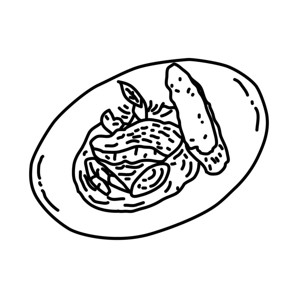 ícone de bife tártaro. doodle desenhado à mão ou estilo de contorno vetor