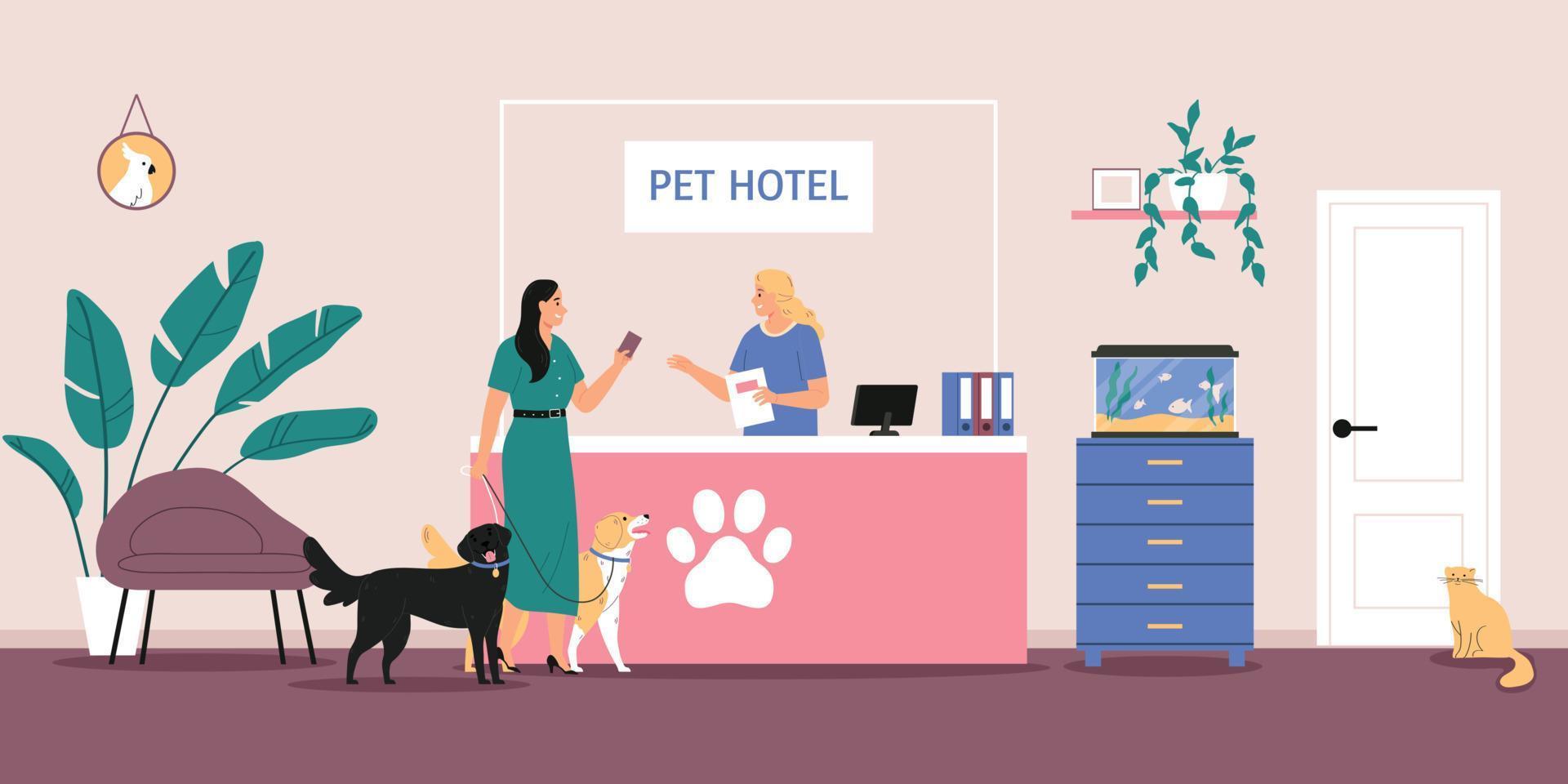 ilustração de hotel para animais de estimação vetor