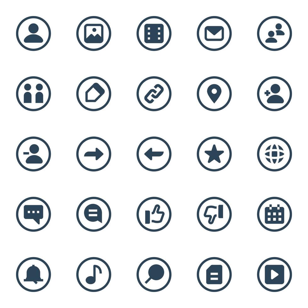 círculo glifo ícones para social redes. vetor