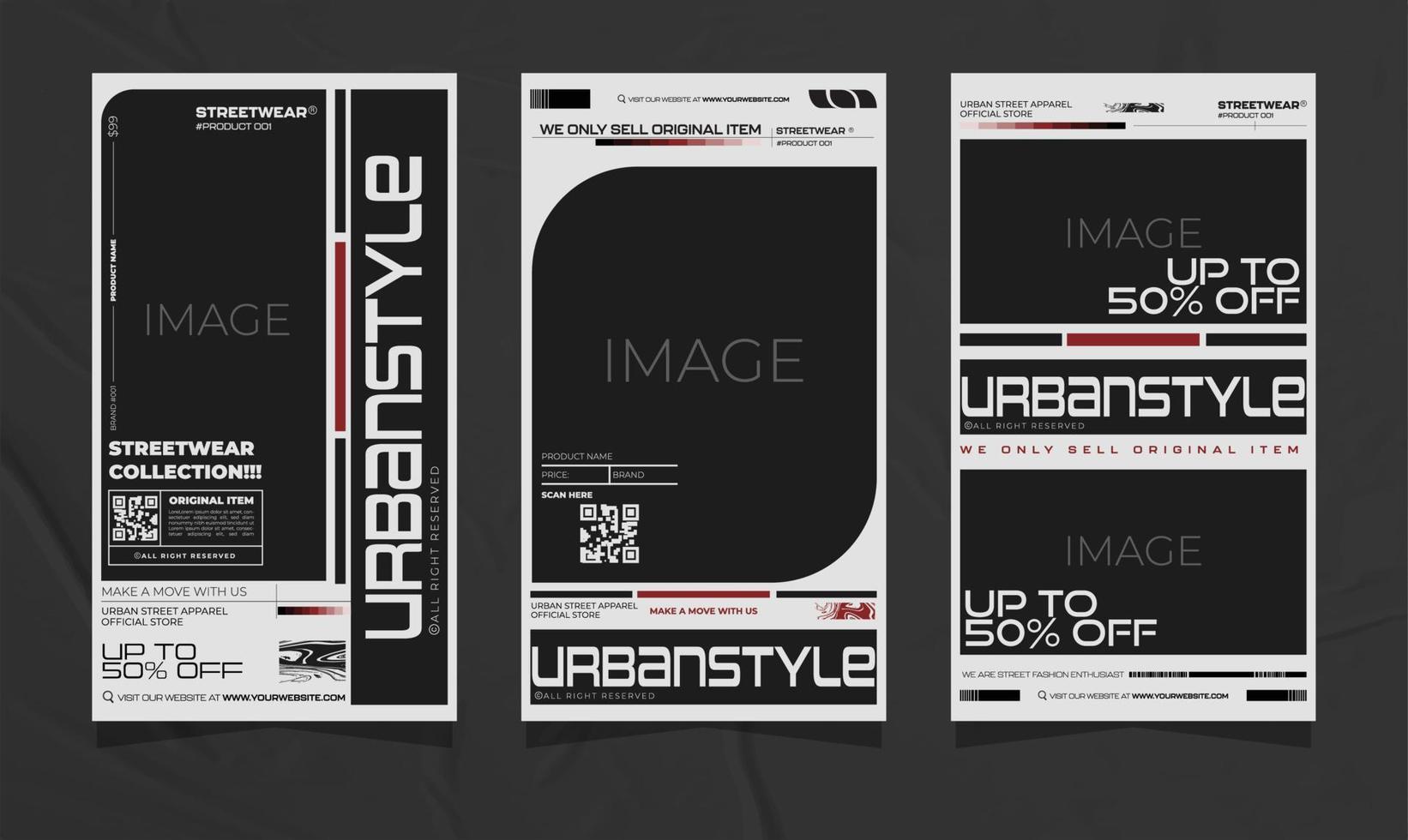 moderno urbano futurista streetwear moda Projeto para social meios de comunicação história modelo, poster e impressão para camiseta. editável modelo agrupar Projeto vetor