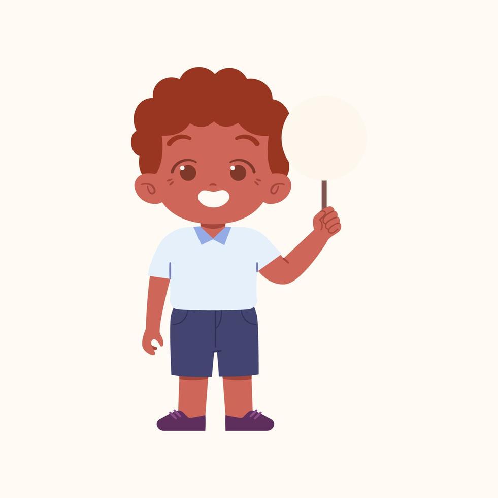 pequeno Garoto personagem. elementar escola crianças vestindo uniforme ilustração vetor