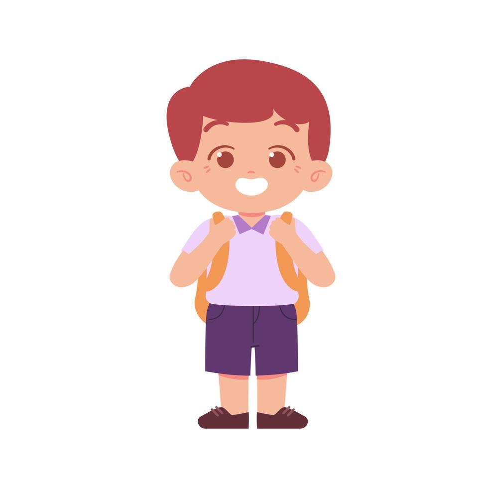 pequeno Garoto personagem. elementar escola crianças vestindo uniforme ilustração vetor