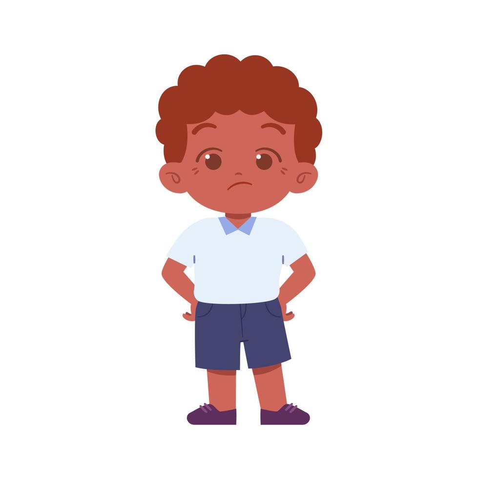pequeno Garoto personagem. elementar escola crianças vestindo uniforme ilustração vetor