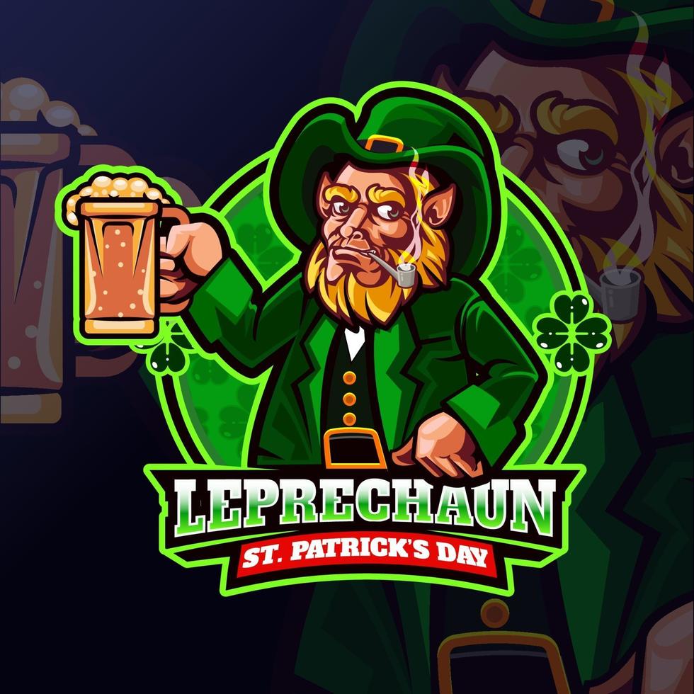 leprechaun segurando um desenho de camiseta de cerveja vetor