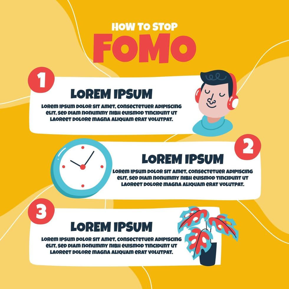 parar infográfico fomo vetor