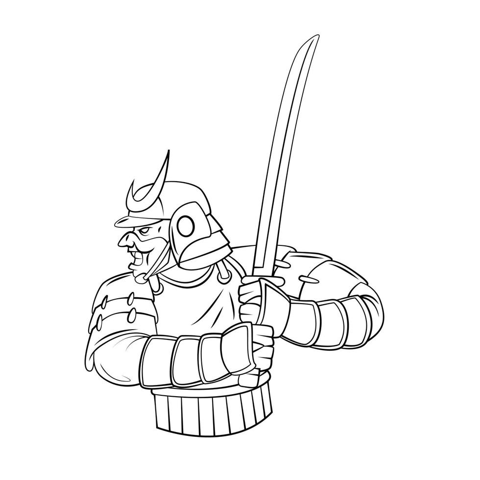 samurai Guerreiro ilustração em branco fundo vetor