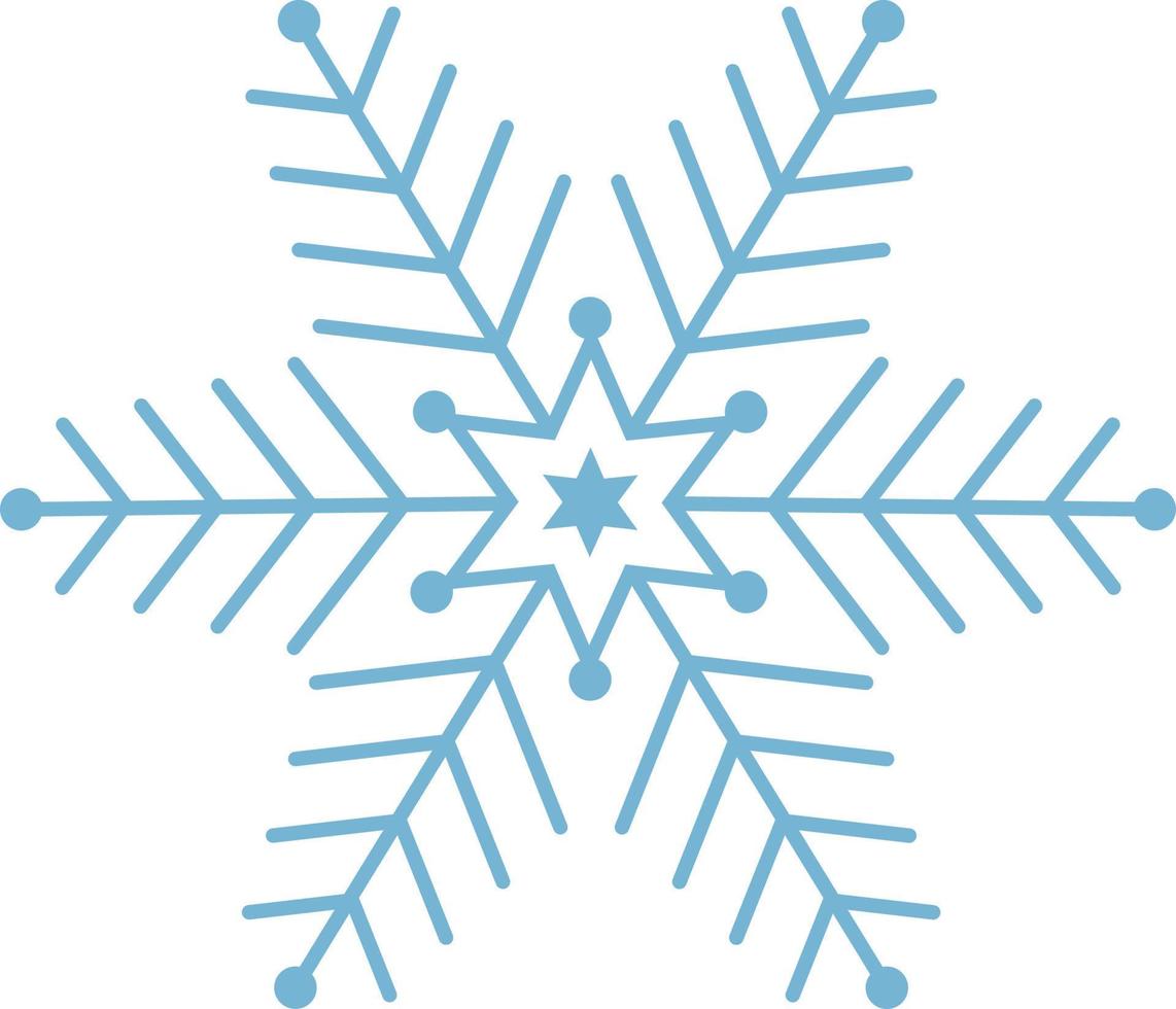 lindo floco de neve azul. um floco de neve de forma complexa. um símbolo do inverno e ano novo. ilustração vetorial isolada em um fundo branco vetor