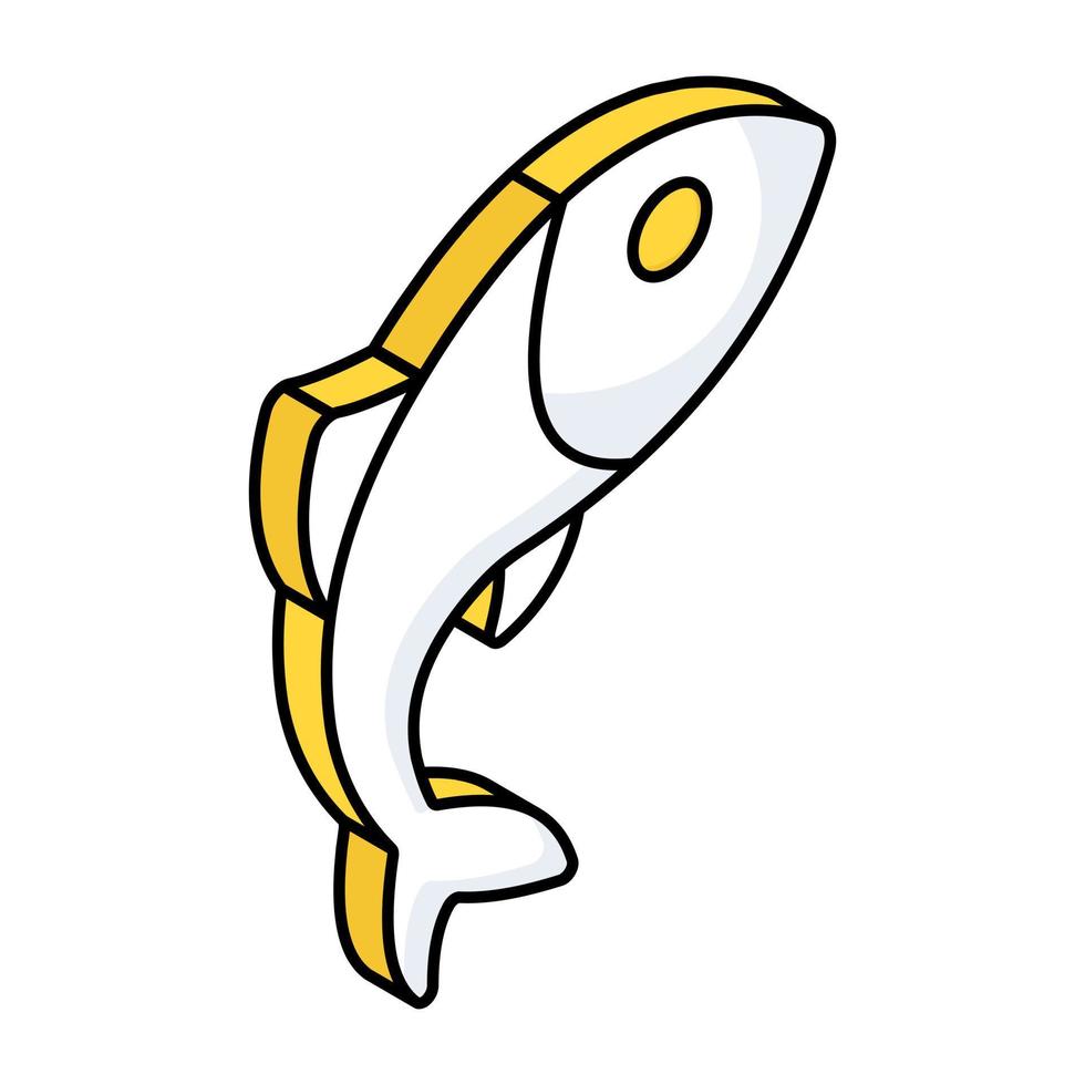 um ícone de design plano de peixe vetor
