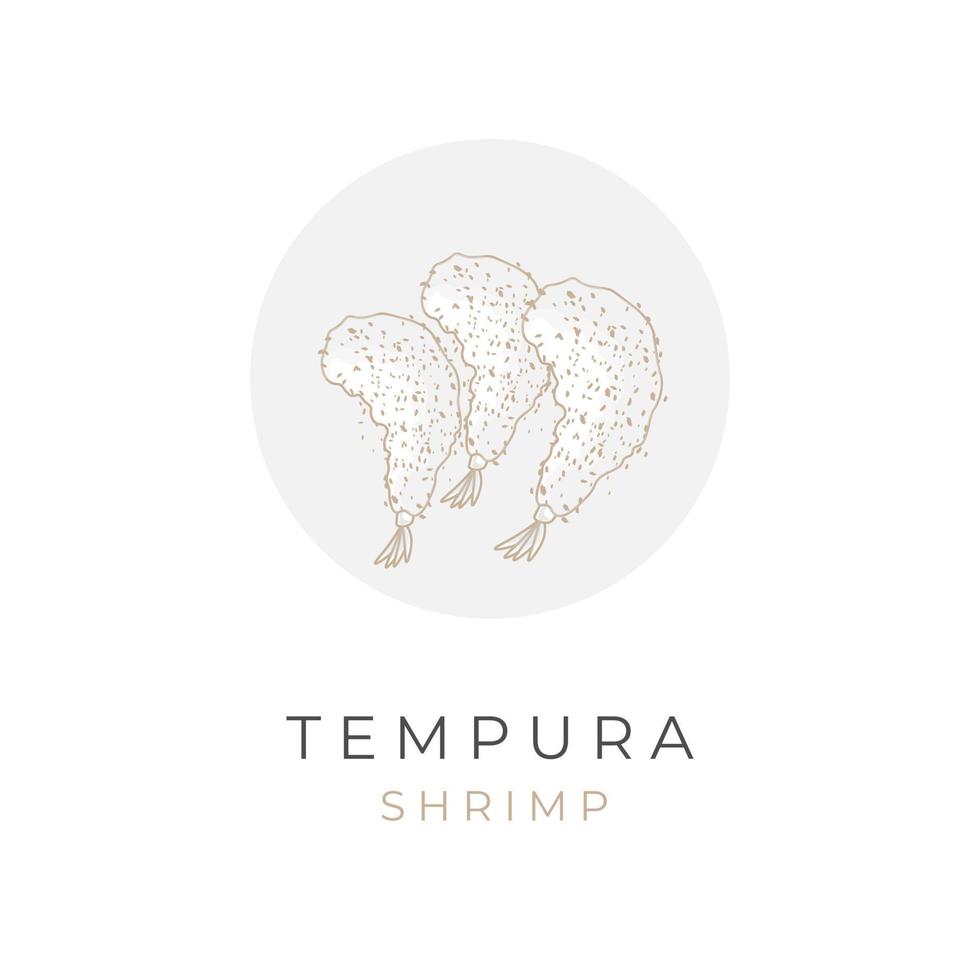 japonês ebi furai tempura linha arte ilustração logotipo vetor