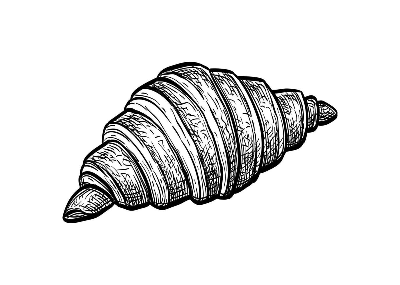 croissant. francês pastelaria. tinta esboço isolado em branco fundo. mão desenhado vetor ilustração. retro estilo.