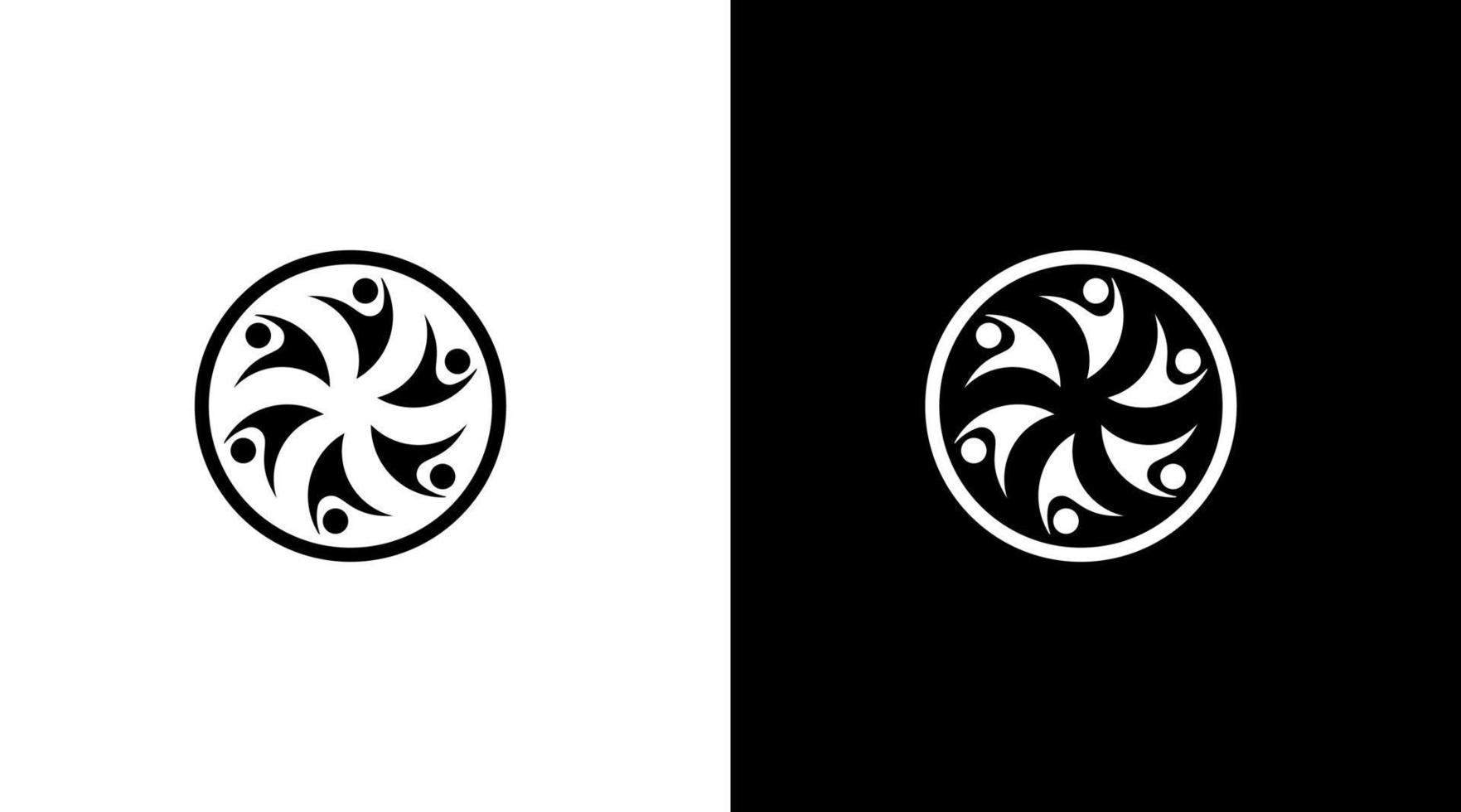 comunidade logotipo pessoas unidade Preto e branco ícone ilustração estilo desenhos modelos vetor