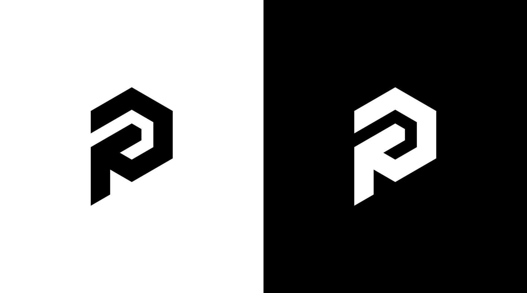 hexagonal logotipo monograma p carta inicial Preto e branco ícone ilustração estilo desenhos modelos vetor