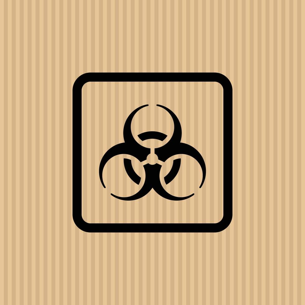 ilustração em vetor ícone plano simples de risco biológico com fundo de textura de papelão