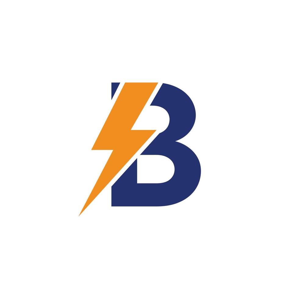logotipo da letra b com design vetorial de raio e trovão. parafuso elétrico letra b logotipo ilustração em vetor. vetor