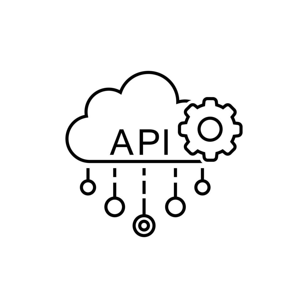 ícone de vetor de API de nuvem. sinal de ilustração de integração de software. símbolo de aplicativo.