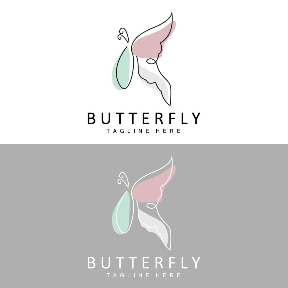 logotipo da borboleta, design animal com belas asas, animais decorativos, marcas de produtos vetor