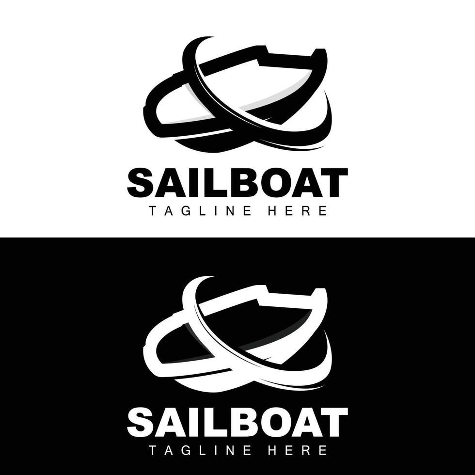 logotipo do veleiro, vetor de barco asiático tradicional, design do ícone do lago oceano, barco de pesca