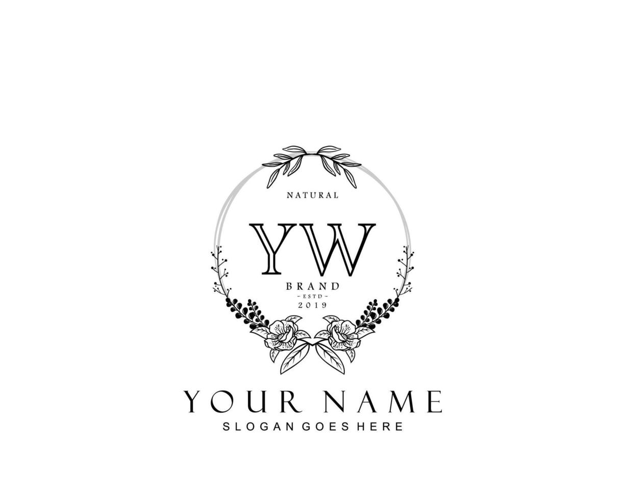 monograma de beleza inicial yw e design de logotipo elegante, logotipo de caligrafia da assinatura inicial, casamento, moda, floral e botânico com modelo criativo. vetor