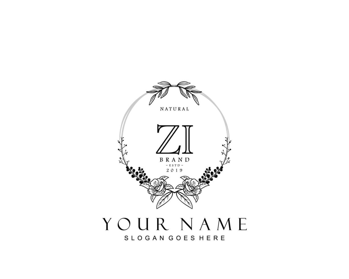 monograma de beleza inicial zi e design de logotipo elegante, logotipo de caligrafia da assinatura inicial, casamento, moda, floral e botânico com modelo criativo. vetor