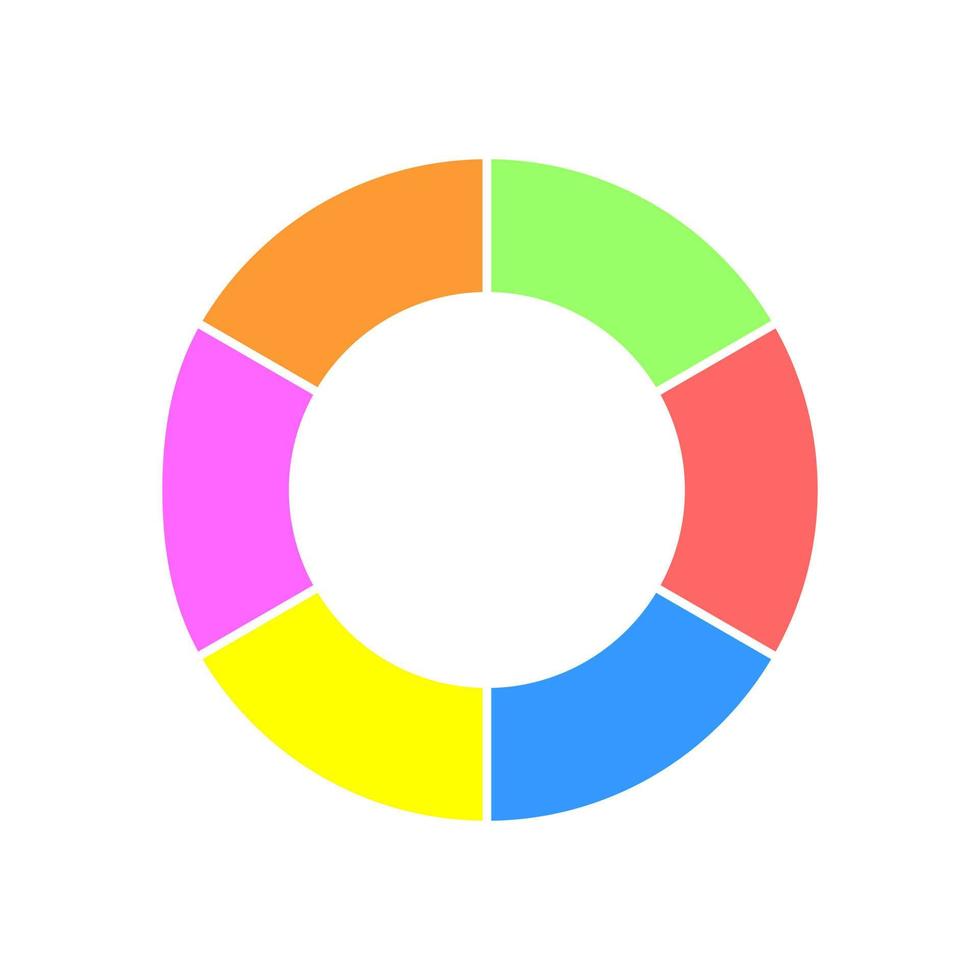 rosquinha gráfico. colorida volta diagrama dividido dentro 6 igual peças. infográfico roda ícone vetor
