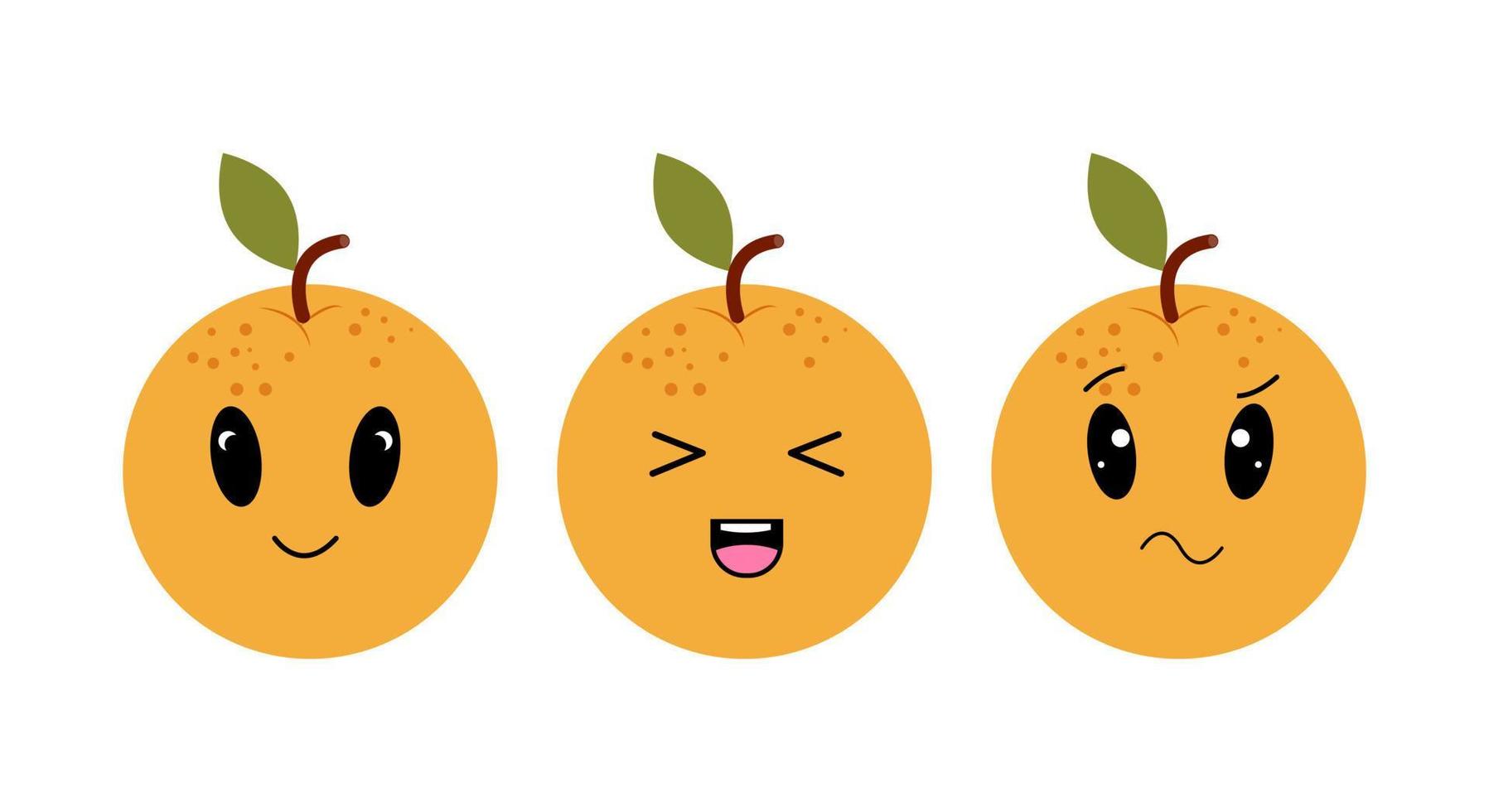 laranja com kawaii olhos. plano Projeto vetor ilustração do laranja