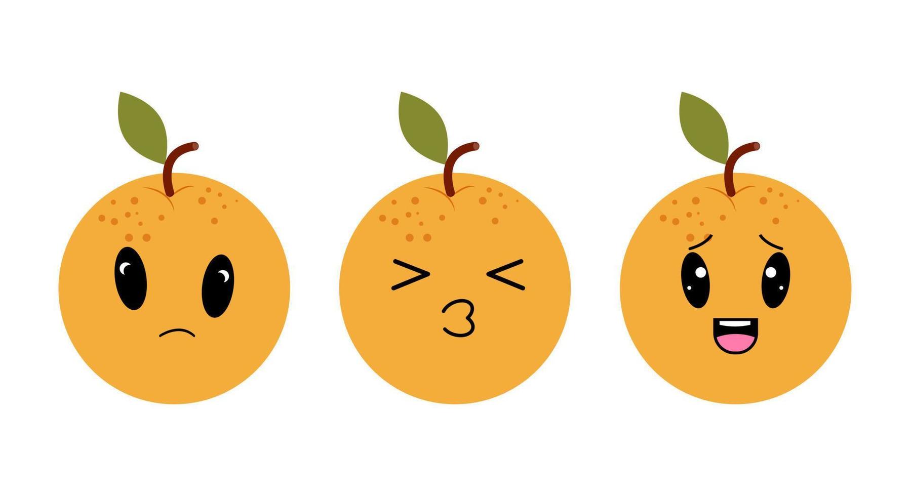 laranja com kawaii olhos. plano Projeto vetor ilustração do laranjas