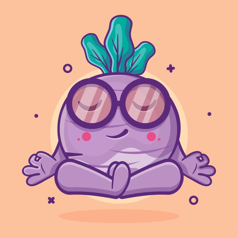 calma nabo vegetal personagem mascote com ioga meditação pose isolado desenho animado dentro plano estilo Projeto vetor