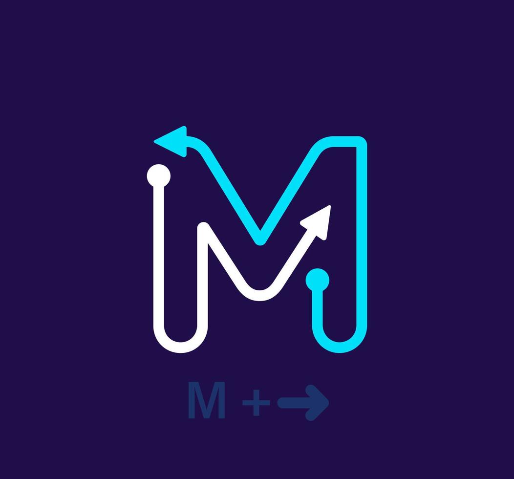 linear carta m logotipo. único logotipo. abstrato carta simples rotativo seta alvo ícone. corporativo identidade vetor eps.