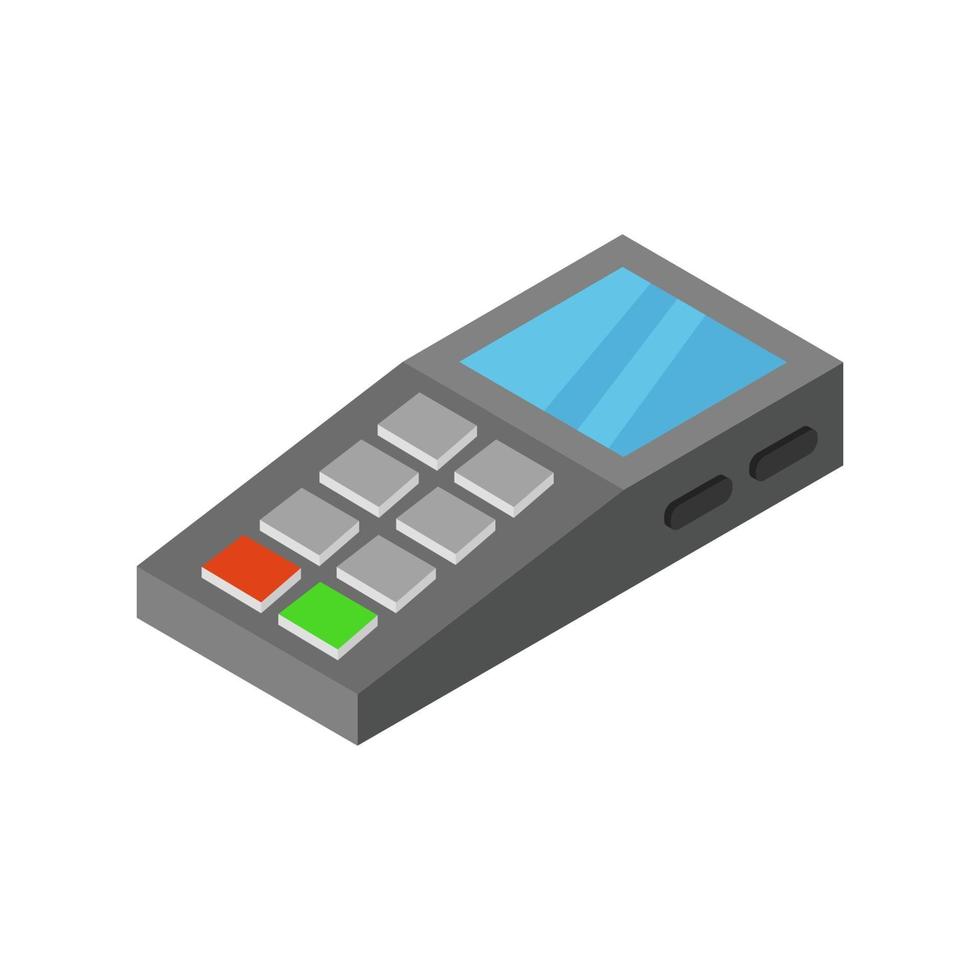 terminal pos isométrico ilustrado em fundo branco vetor