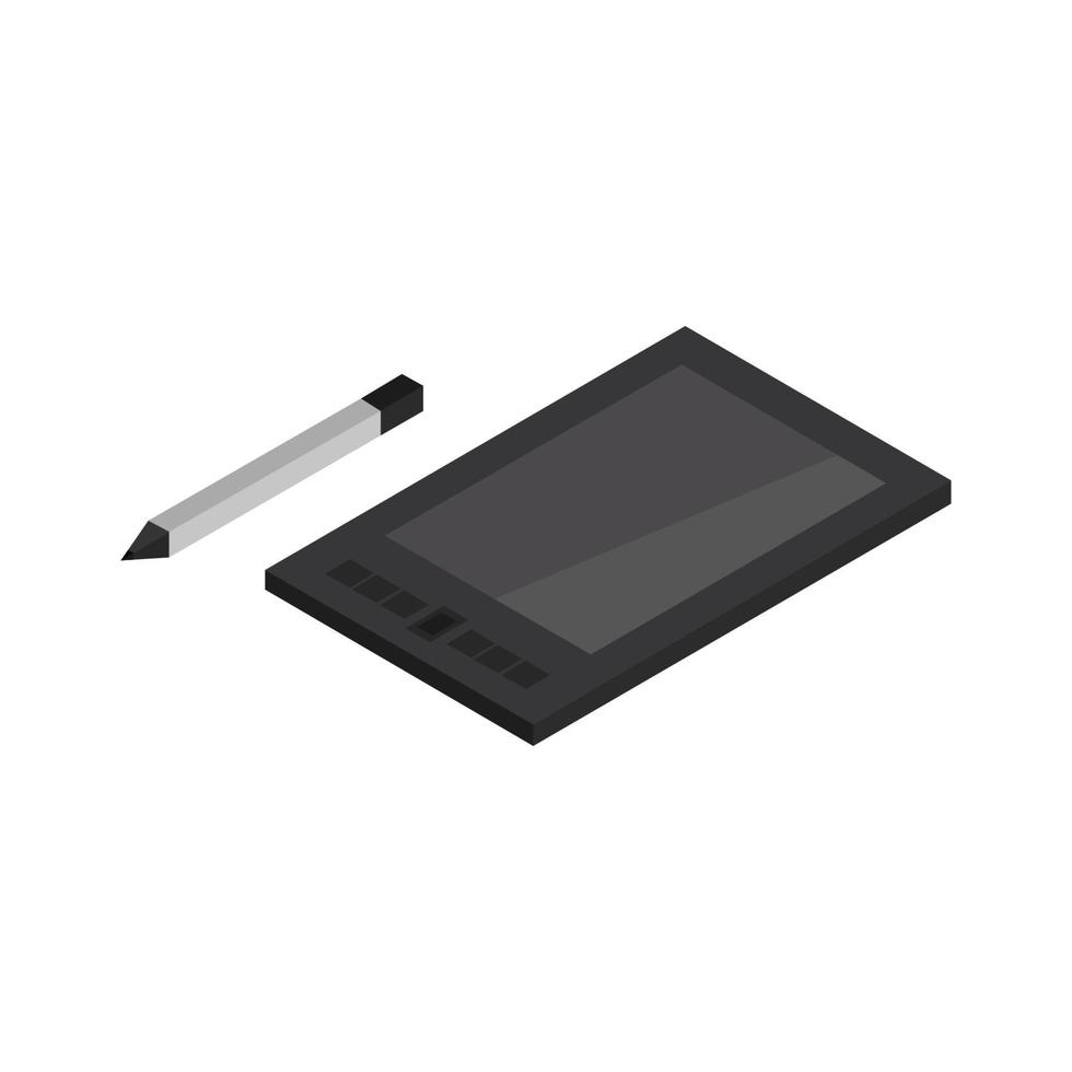 tablet gráfico isométrico ilustrado em fundo branco vetor