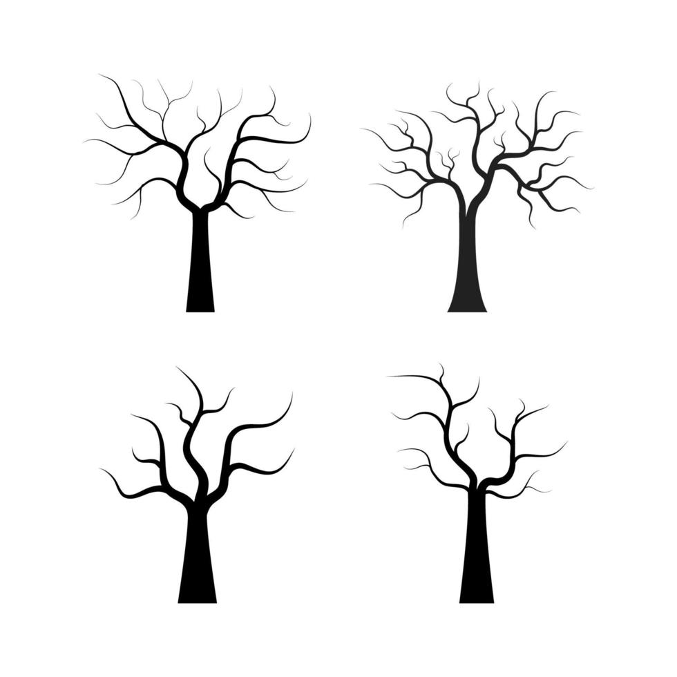 conjunto de árvores secas em fundo branco vetor
