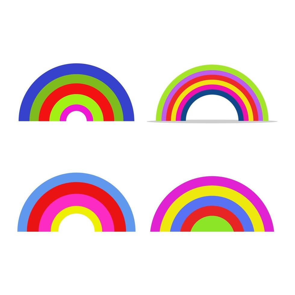 conjunto de arco-íris em fundo branco vetor
