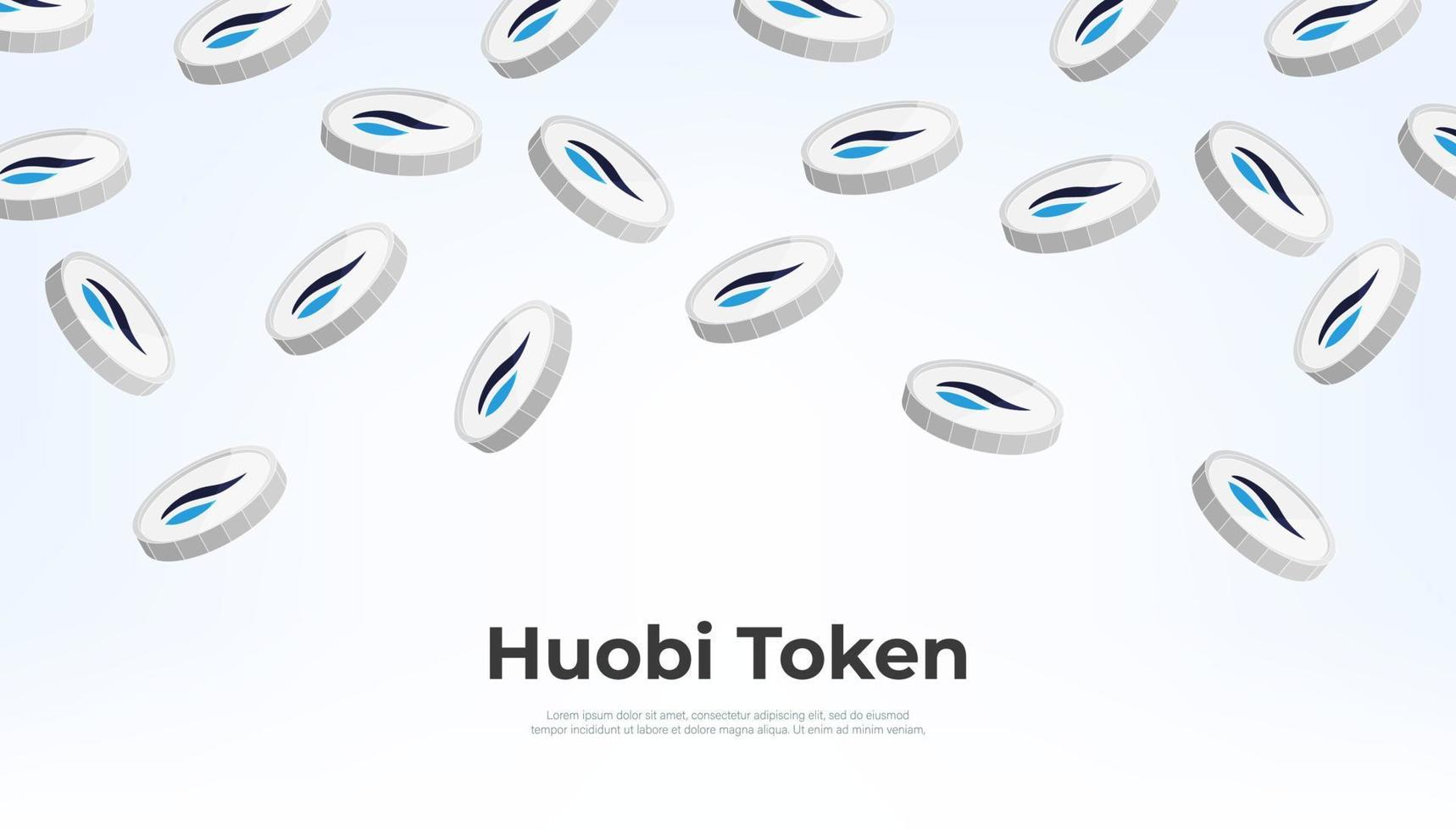 huobi símbolo moeda queda a partir de a céu. ht criptomoeda conceito bandeira fundo. vetor