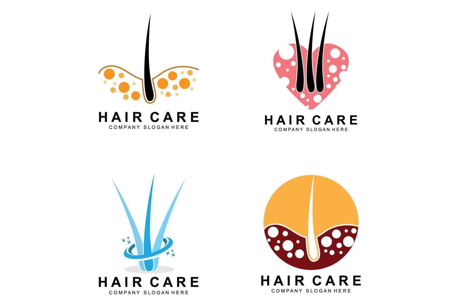 logotipo de cuidados com o cabelo, design de camada de couro cabeludo, ilustração de marca de salão de saúde vetor