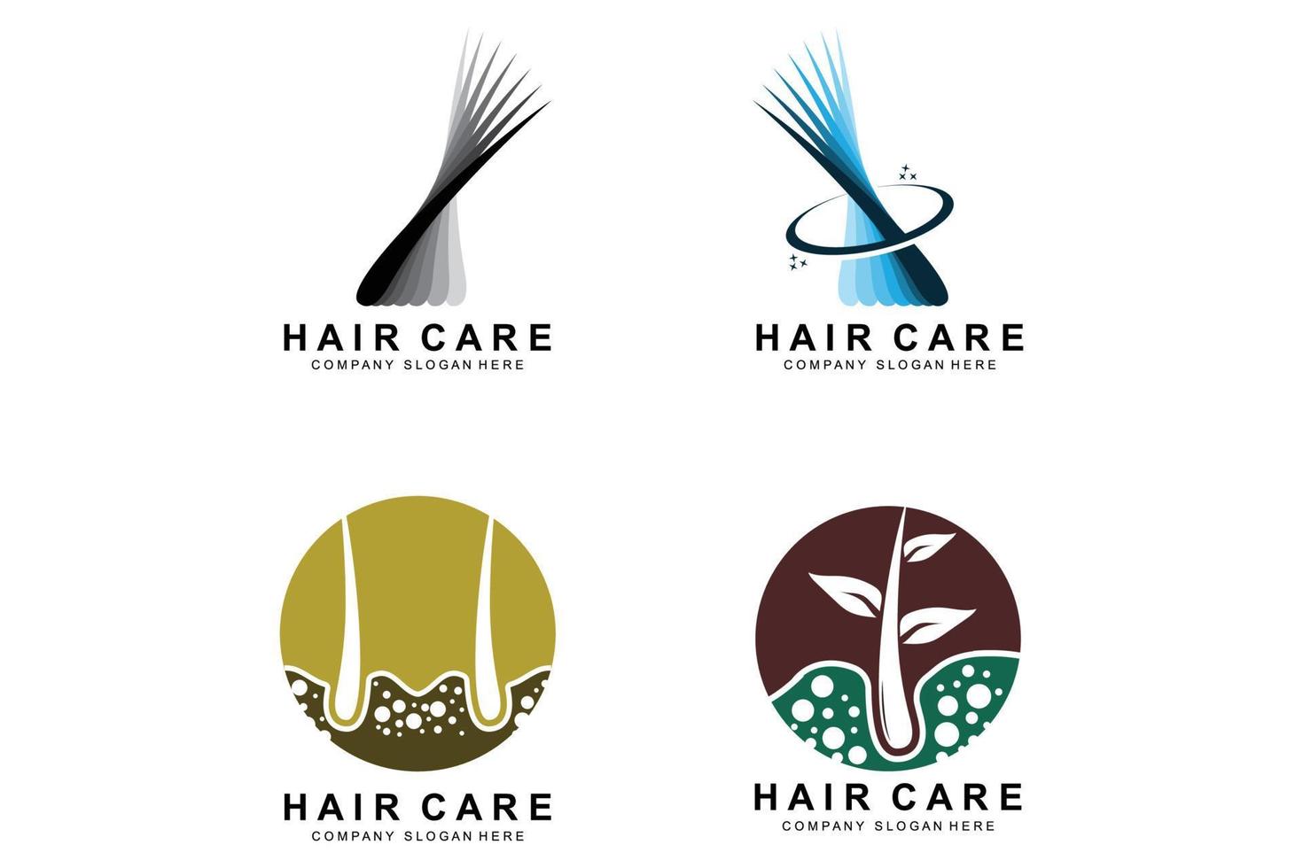 logotipo de cuidados com o cabelo, design de camada de couro cabeludo, ilustração de marca de salão de saúde vetor