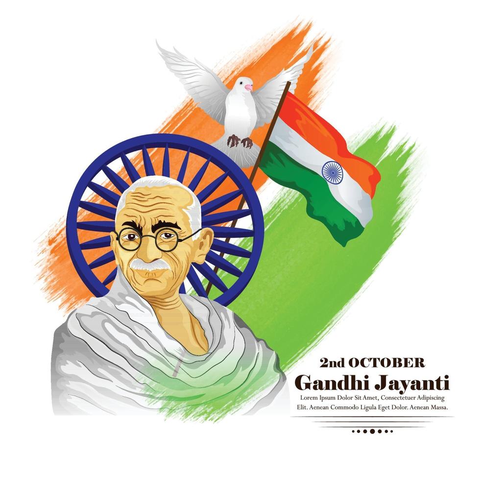 2 de outubro gandhi jayanti para design criativo vetor