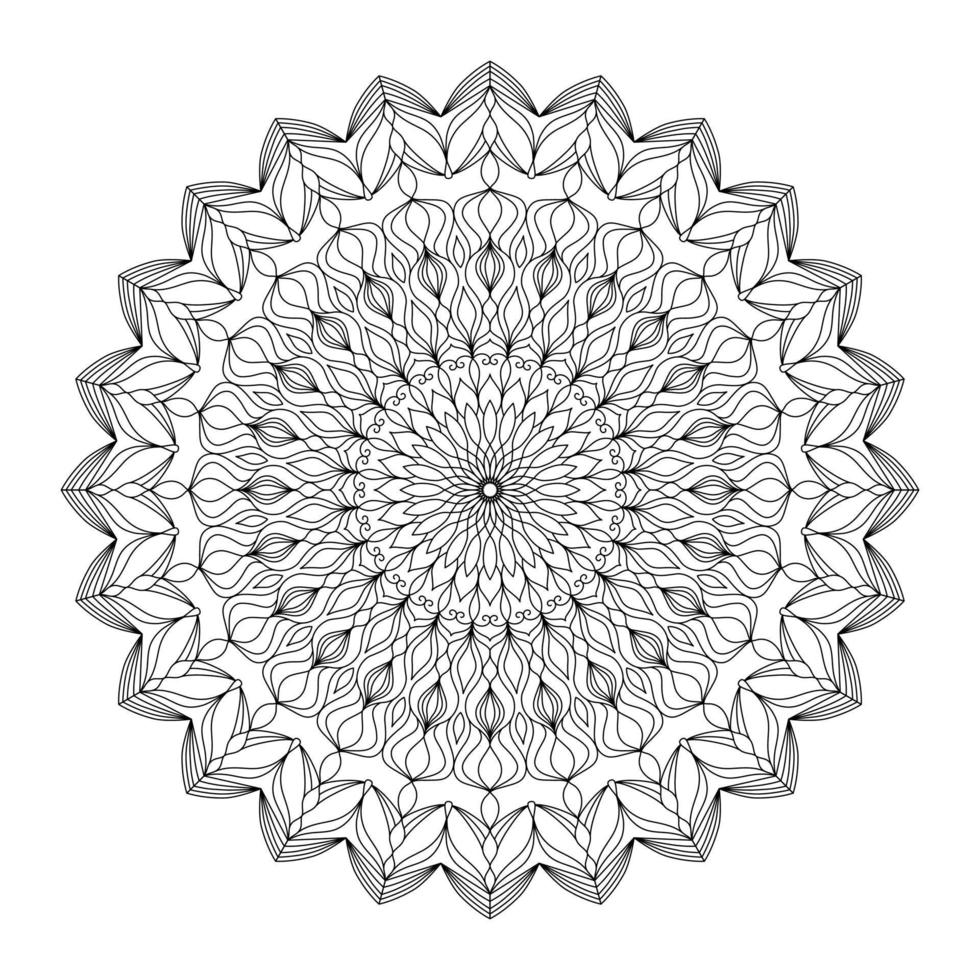 arte mandala, linhas pretas em padrão de círculo, para colorir, meditação para crianças, meditação para adultos, arte para crianças, cartões, álbum de recortes, padrões de roupas, travesseiros, camisetas, padrões de azulejos, fundos, etc vetor