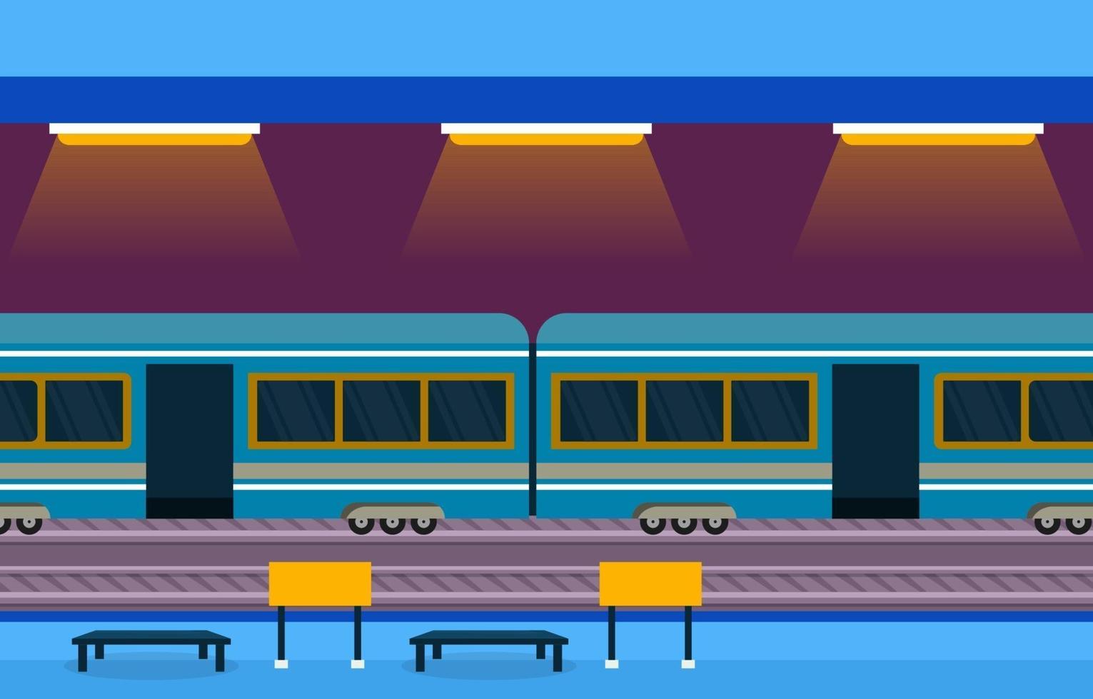 ferrovia transporte público suburbano metrô estação de trem ilustração plana vetor