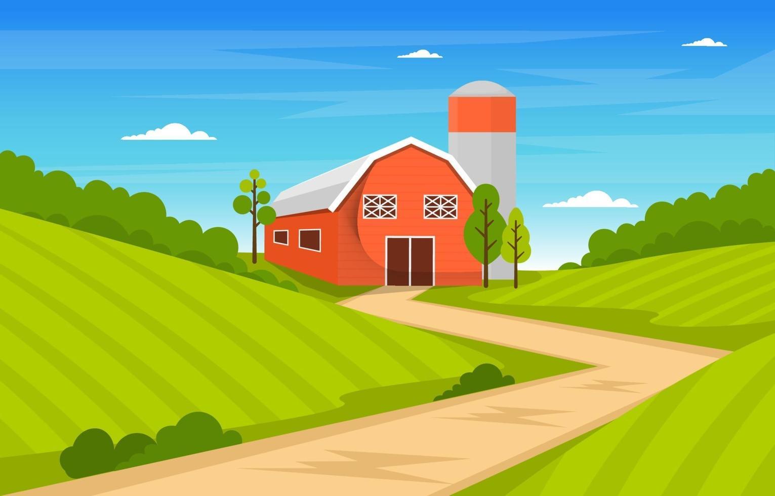 agricultura campo fazenda rural prado natureza paisagem paisagem ilustração vetor