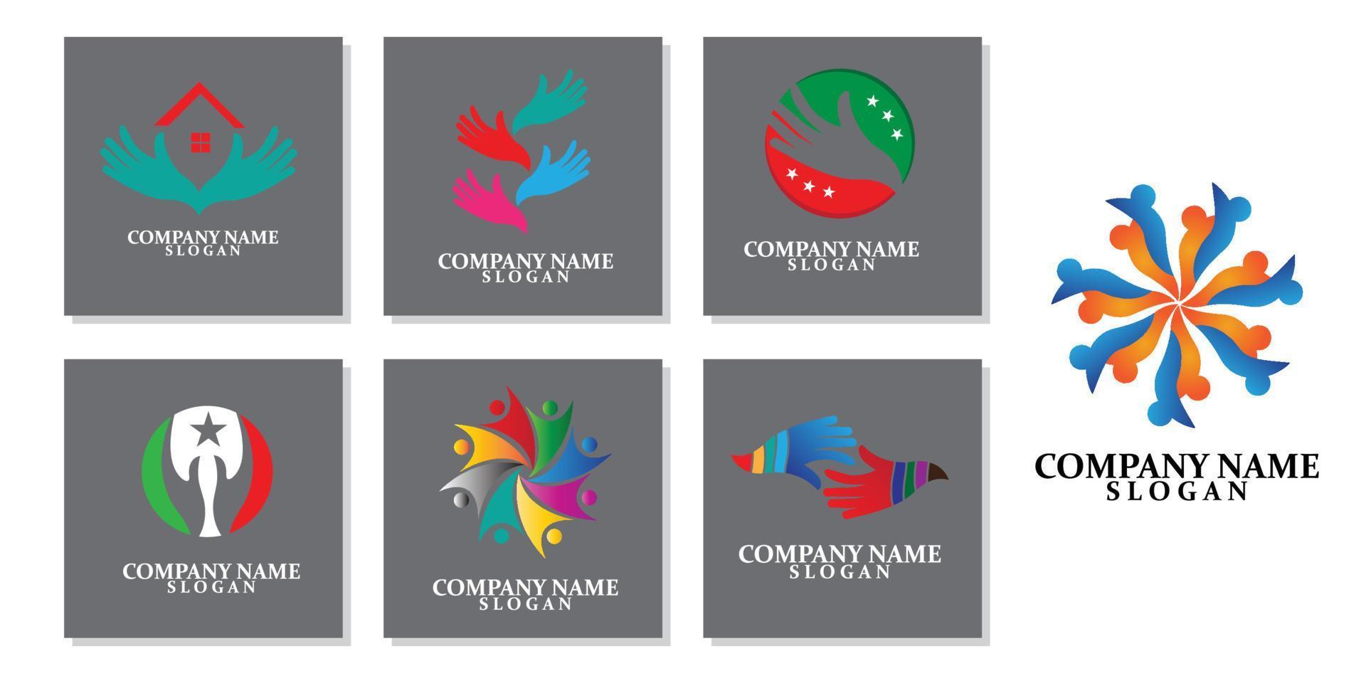 ícone do logotipo vetorial da comunidade global ou trabalho em equipe ou rede social de pessoas vetor