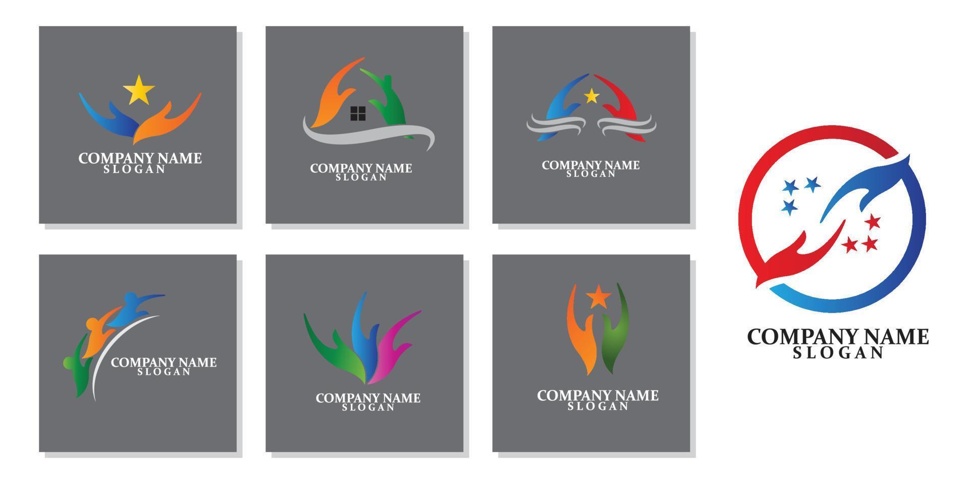 ícone do logotipo vetorial da comunidade global ou trabalho em equipe ou rede social de pessoas vetor