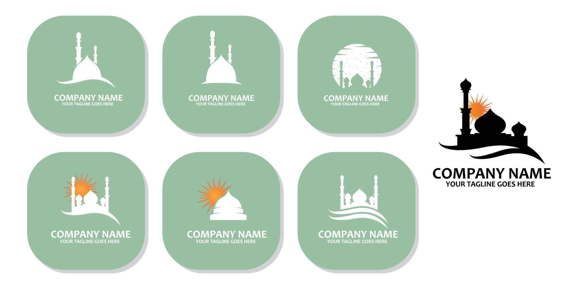 modelo gratuito de ícone de logotipo de vetor de mesquita islâmica para o mês de ramadan kareem e eid