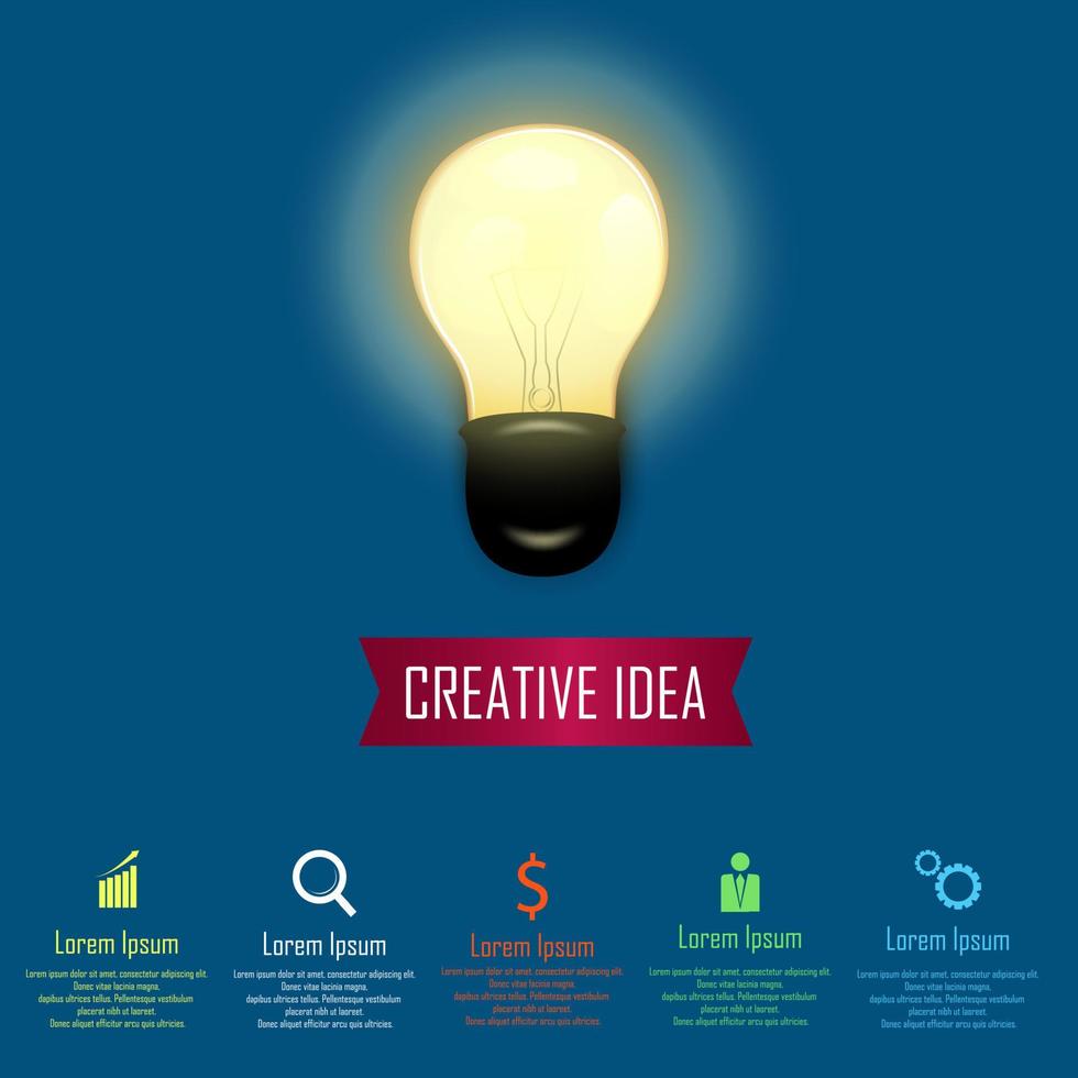 moderno infográfico modelo com luz lâmpada vetor