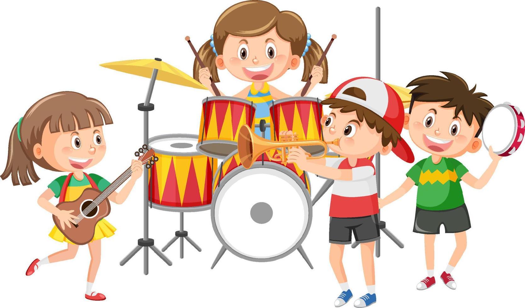 grupo de banda de música infantil vetor