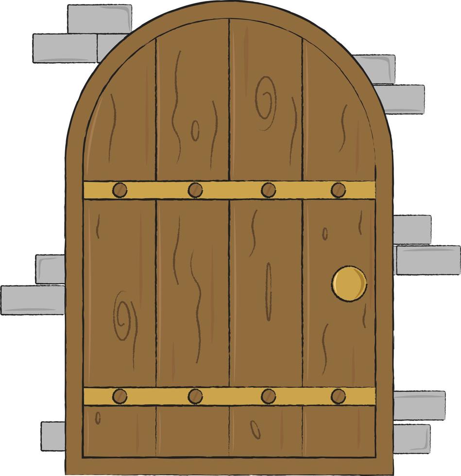 desenho animado de madeira Castanho casa porta vetor