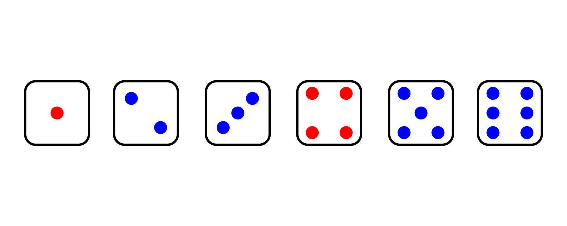 conjunto face cubo seis ponto do jogos dados plano ícone vetor. vetor